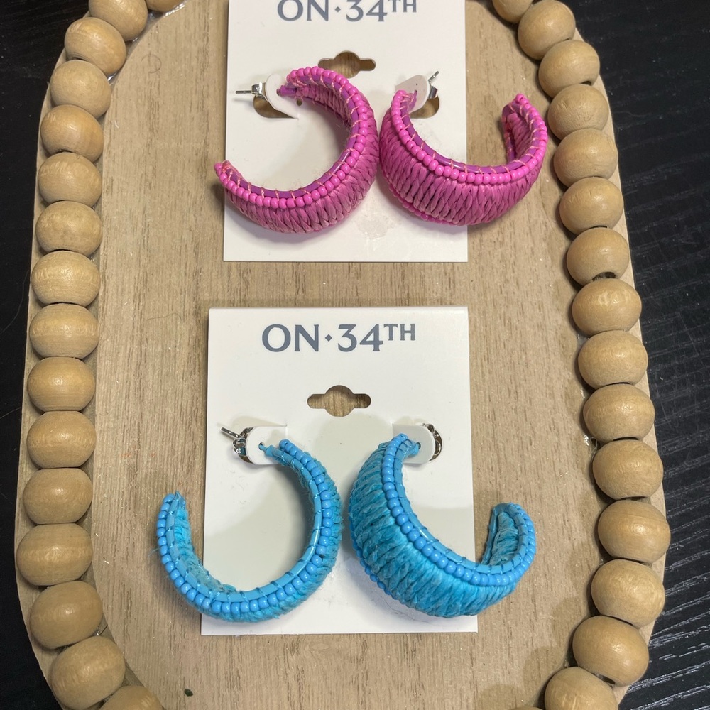ON 34TH Pink and Blue Hoop Earrings